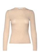 Round-Neck Long-Sleeved T-Shirt Mango Beige