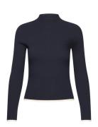 Perkins-Neck Rib-Knit Sweater Mango Navy