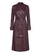 Vegan Leather Trench Coat Bardot Burgundy