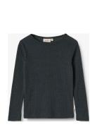 Wool Silk T-Shirt L/S Alfie Wheat Navy