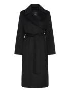 Wool Coat With Handmade Belt Mango Black