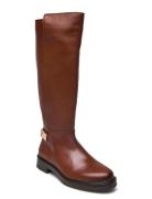 Th Logo Leather Long Boot Tommy Hilfiger Brown