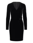 Velvet V Neck Metal Dress Calvin Klein Black