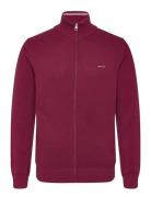 Cotton Pique Zip Cardigan GANT Burgundy