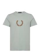 Flocked Laurel W Gra Tee Fred Perry Blue