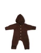 Jumpsuit Bouclé Merino Wool W. Buttons And Hoodie Smallstuff Brown