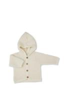 Cardigan Bouclé Merino Wool W. Buttons And Hoodie Smallstuff Cream