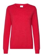 Viril O-Neck L/S Knit Top - Noos Vila Red