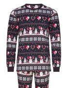 Christmas Heart Pajamas Navy Christmas Sweats Black