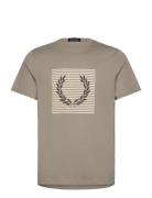 Striped Laurel Wreath Tee Fred Perry Beige