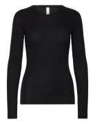 Top Merino Wool Rib Ls Lindex Black