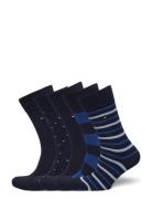 Th Men Sock 5P Giftbox Stripe Dot Tommy Hilfiger Navy