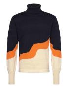 Wool Klemens 3 Colour Knit Mads Nørgaard Navy