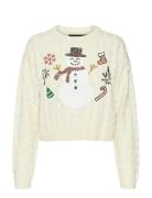 Vmsnowman Cable Ls Short Pullover Xmas Vero Moda Cream