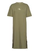 Monogram Logo T-Shirt Dress Calvin Klein Jeans Khaki