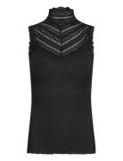 Rmwbalta Sl Turtleneck Lace Top RM By Rosemunde Black