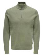 Onsphil Reg 12 Struc Half Zip Knit Noos ONLY & SONS Green