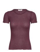 Rwbelize Ss O-Neck T-Shirt Rosemunde Burgundy