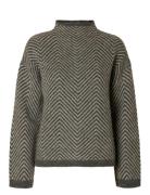 Slflulu Ls Herringb Knit High Neck Selected Femme Grey