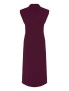 Gathered Turtleneck Dress Mango Burgundy