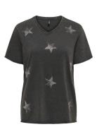 Onllucy Life Star S/S V-Neck Cs Top ONLY Black