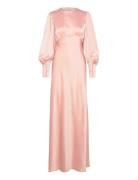 Alize Long Sleeved Satin Maxi Dress Malina Pink