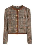 Tweed Wool Mix Check Crew Jacket Tommy Hilfiger Brown