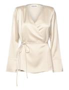 Adina Satin Wrap Blouse Malina Cream