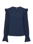 Carmen Check Blouse Lexington Clothing Blue