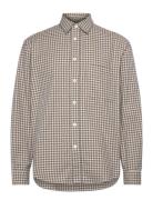 Relaxed Long Sleeved Shirt - Grey/Beige Check Garment Project Beige