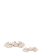 Leather Bow Hair Clip Big And Small 2-Pack Corinne Cream