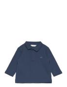 Long Sleeves Cotton Polo Mango Navy