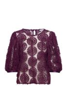 Nadja 3D Flower Puff Sleeve Blouse Bubbleroom Burgundy