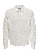 Onsleonard Life Reg 7 Cable Shirt Knit ONLY & SONS White