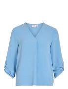 Vijosa 3/4 V-Neck Top - Noos Vila Blue