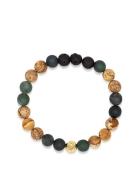 Men's Wristband With Jasper, Lava St , Matte Aquatic Agate Nialaya Pat...