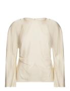 Mackenzie Wide Sleeve Draped Blouse Malina Cream