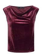 Asymmetric Velvet Top Mango Burgundy