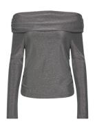 Lurex Off-The-Shoulder Top Mango Silver