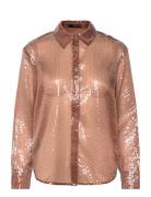 Semi-Transparent Sequined Shirt Mango Brown
