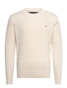 Classic Cotton Cable Crew Neck Tommy Hilfiger White