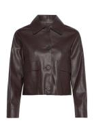 Leather-Effect Jacket With Pockets Mango Brown