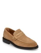 Slhcarter Suede Low Penny Loafer Selected Homme Beige