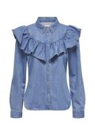 Onlindigo Ls Frill Dnm Shirt Qyt Noos ONLY Blue