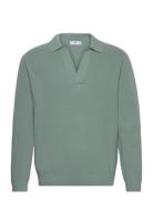 Knitted Wool Blend Polo Sweater Mango Green