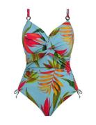 Pichola Uw Twist Front Swimsuit With Adjustable Leg Fantasie Blue