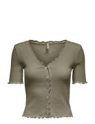 Onllaila S/S Button Top Jrs ONLY Khaki