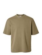 Slhlooseoscar Ss O-Neck Tee Noos Selected Homme Khaki