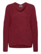 Mmthora V-Neck Knit MOS MOSH Burgundy