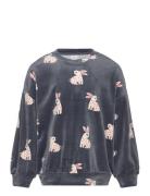 Sweater Velour Aop Rabbit Lindex Grey